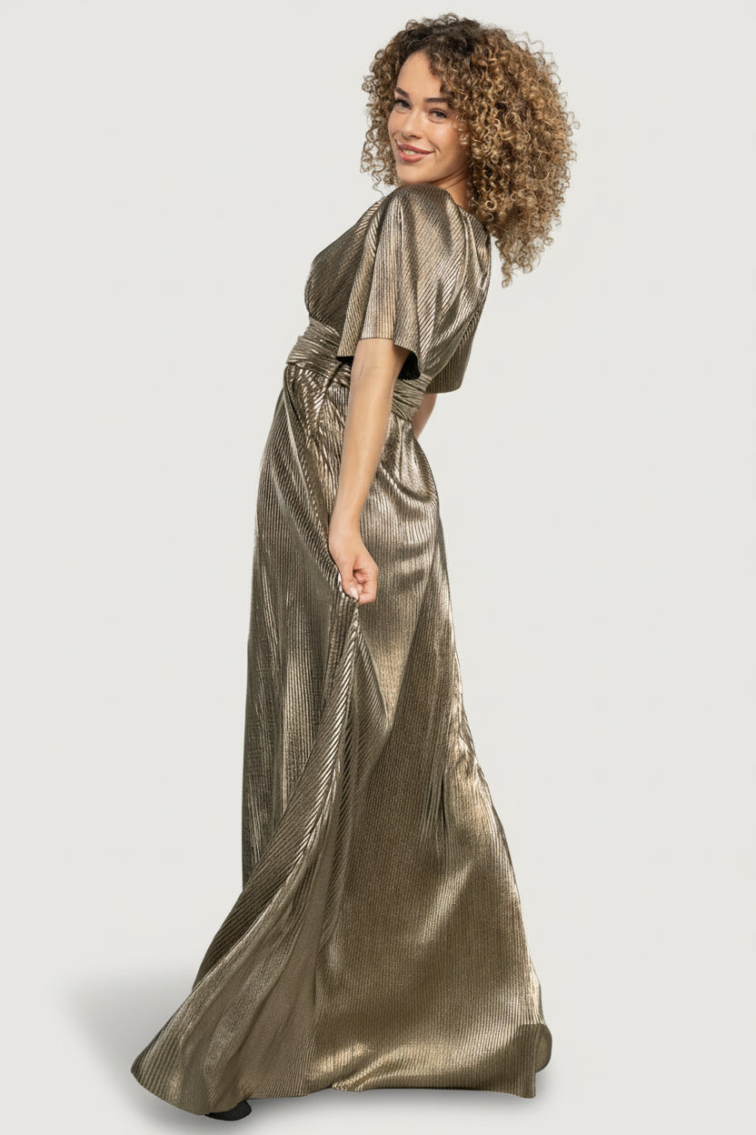 Venetian Pleated Gown | Gold - Image 4