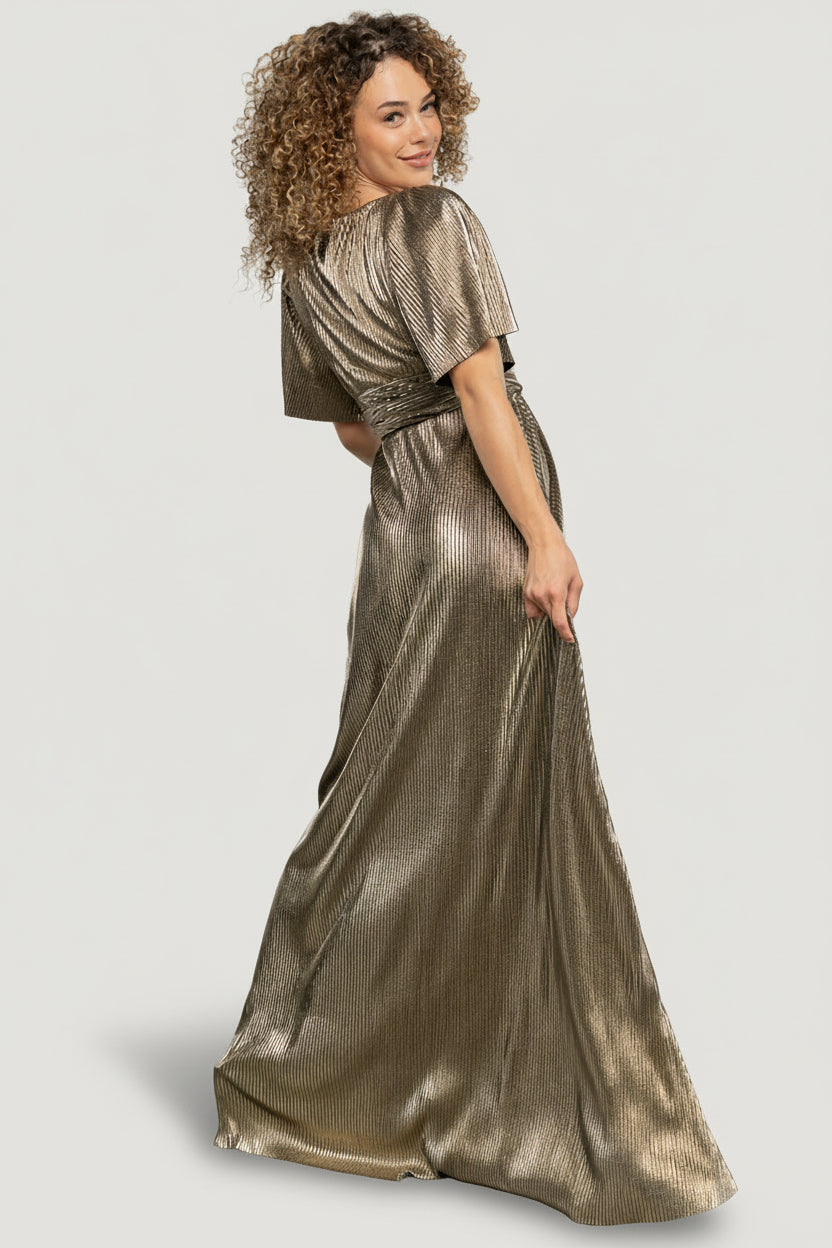 Venetian Pleated Gown | Gold - Image 5