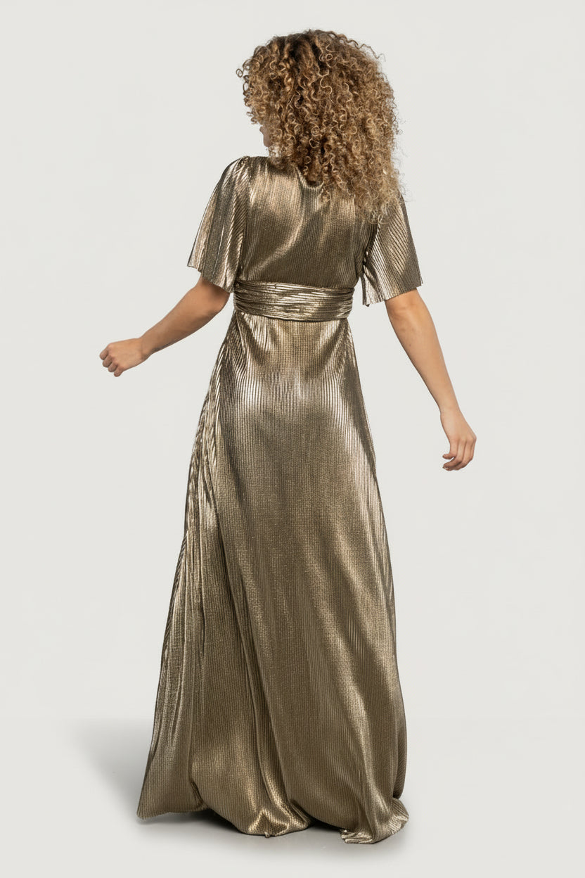 Venetian Pleated Gown | Gold - Image 6