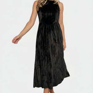 Octavia Velvet Midi Dress | Black