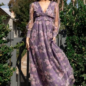 Layla Tulle Maxi Dress | Lavender + Blush Floral