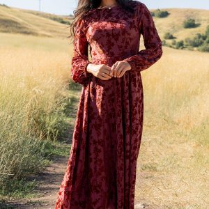 Thora Velvet Dress | Copper Floral