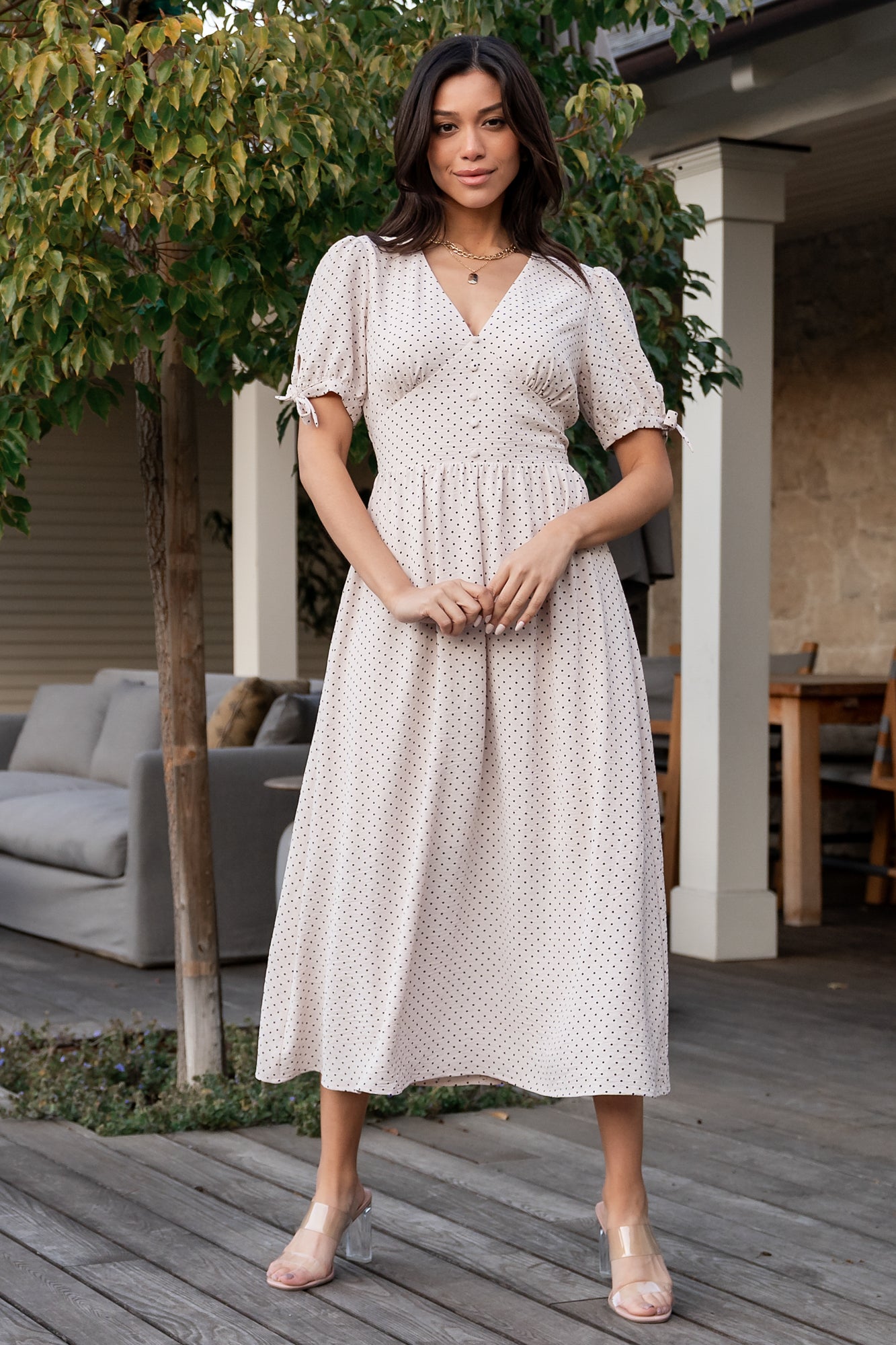 Millar Midi Dress | Natural + Black - Image 4