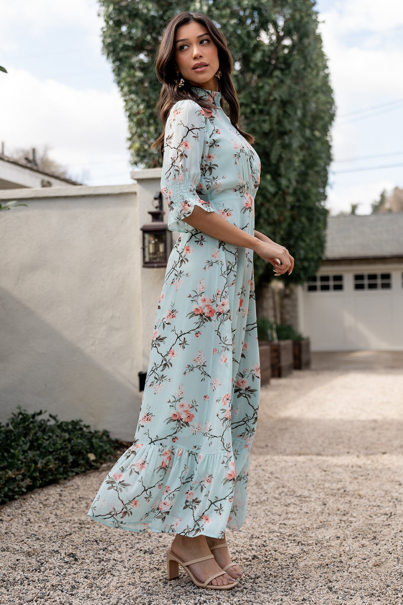 Marie Mock Neck Maxi Dress | Sage Floral - Image 6