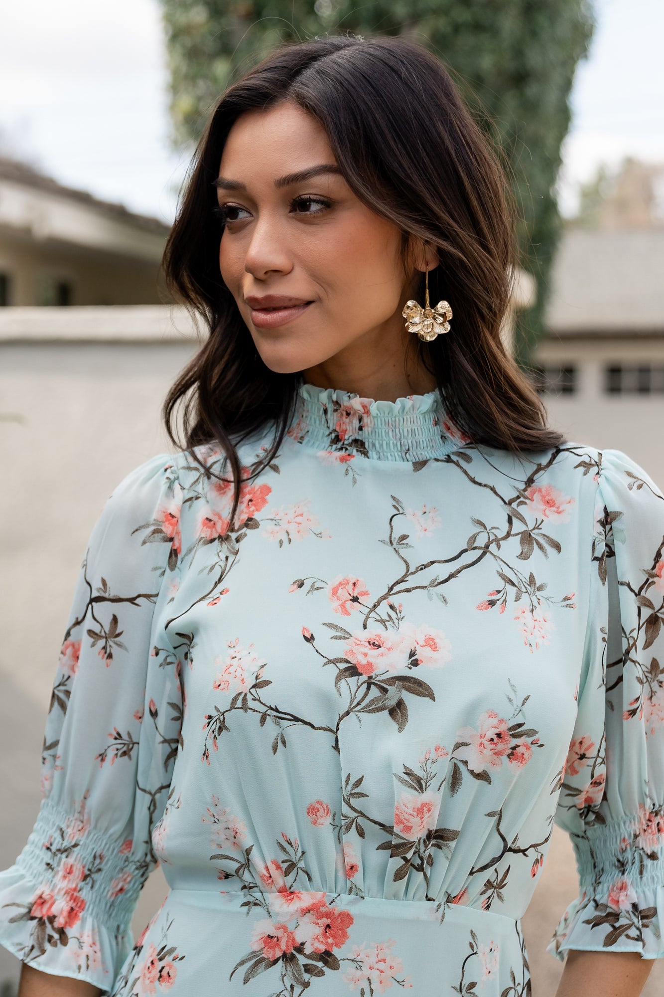 Marie Mock Neck Maxi Dress | Sage Floral - Image 3