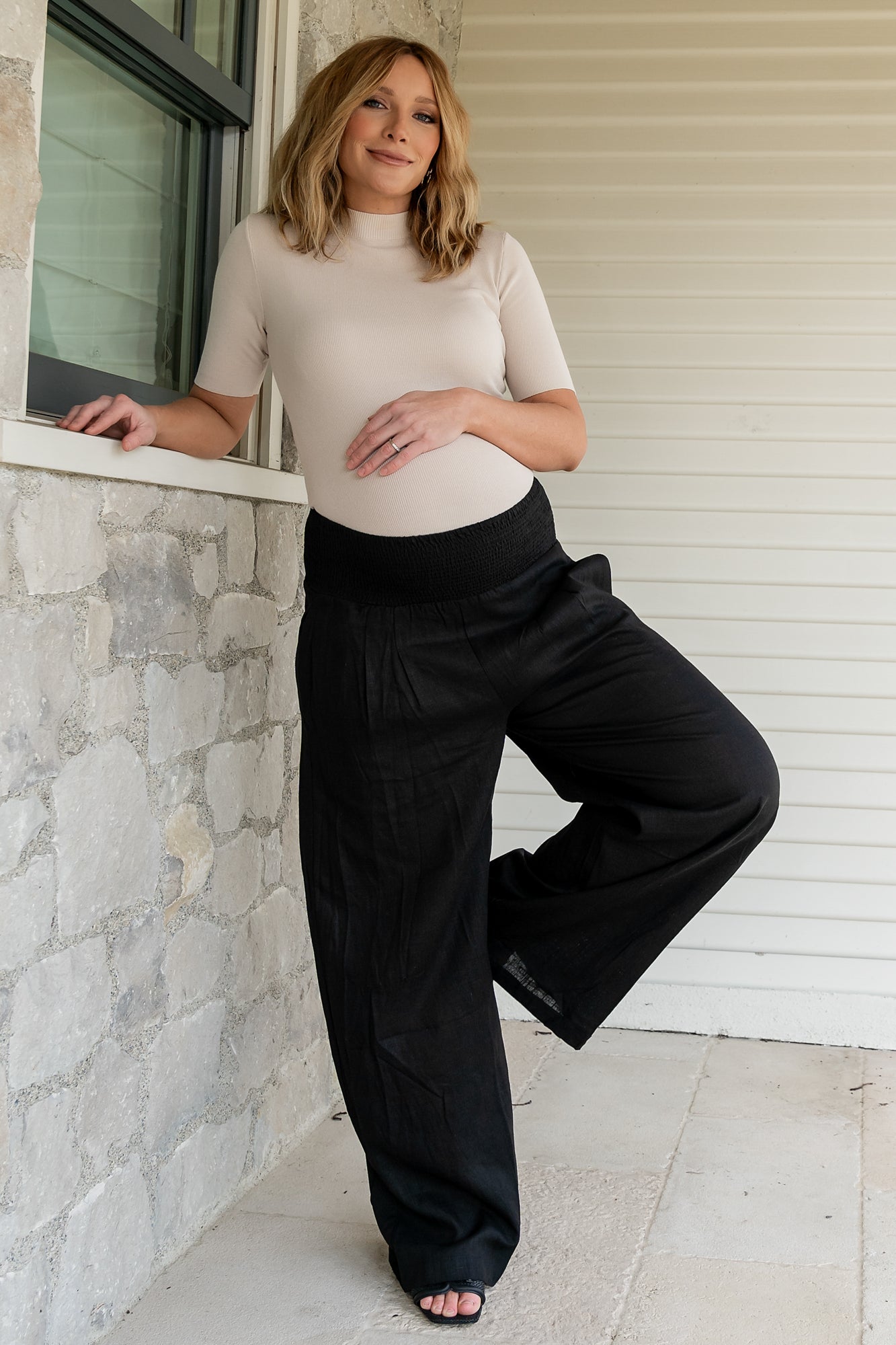 Parvati Smocked Waist Pants | Black - Image 5