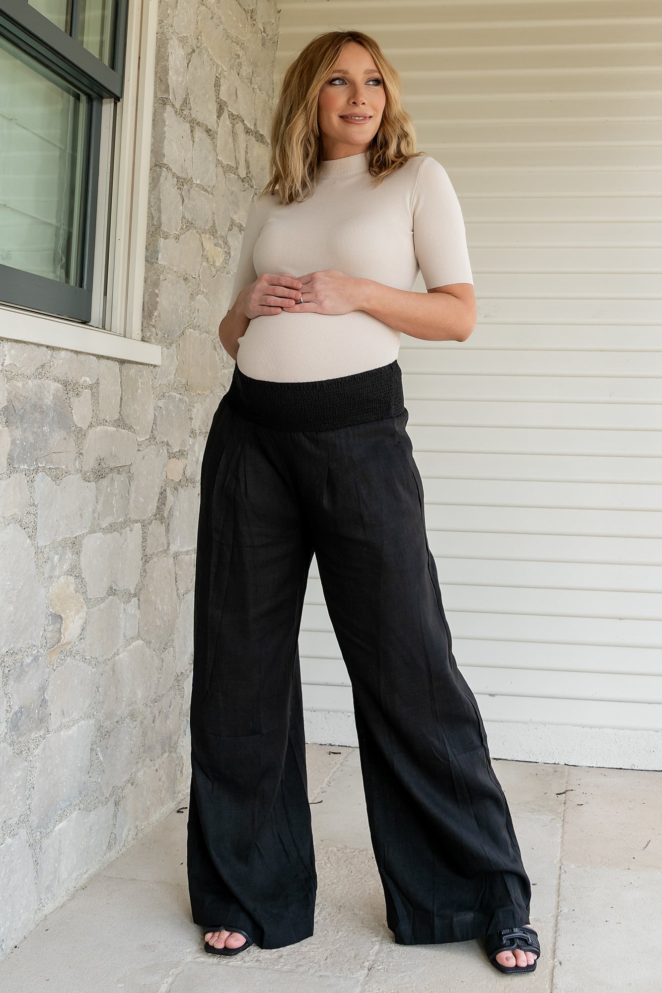 Parvati Smocked Waist Pants | Black - Image 2
