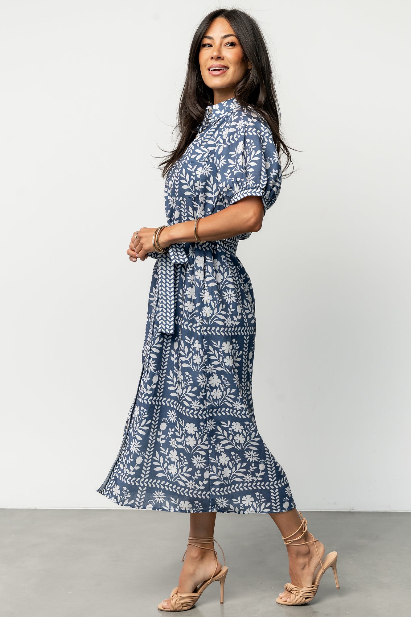 Karla Midi Dress | Deep Slate + White Floral - Image 3