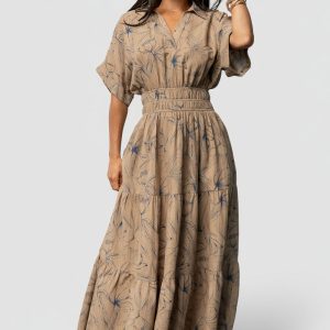 Hedda Tiered Maxi Dress | Natural + Blue Floral