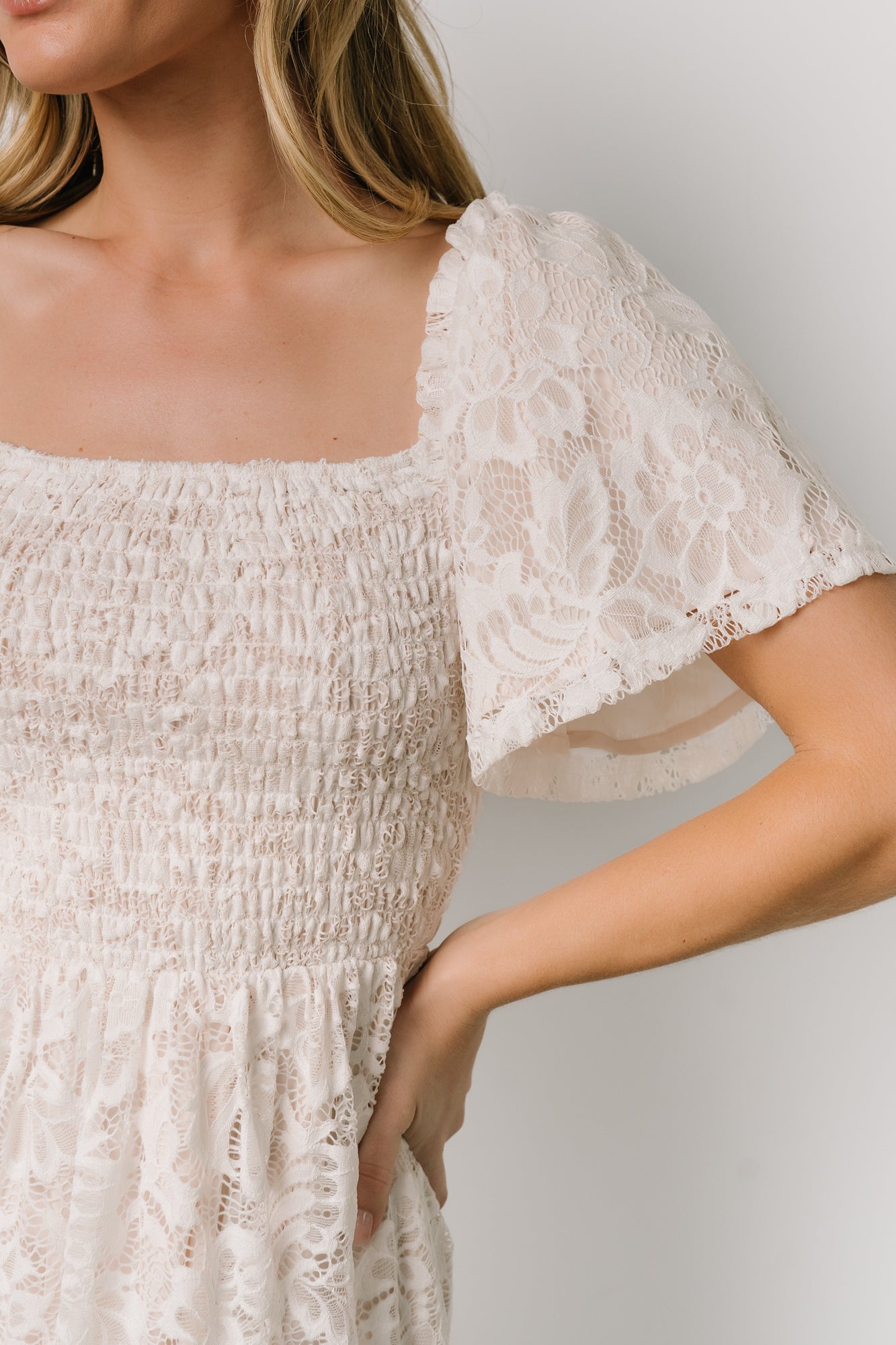 Aspen Smocked Lace Maxi Dress | Off White - Image 6