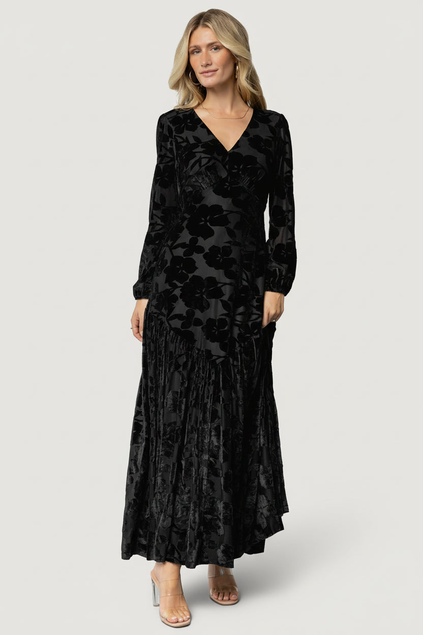 Vienna Velvet Maxi Dress | Black