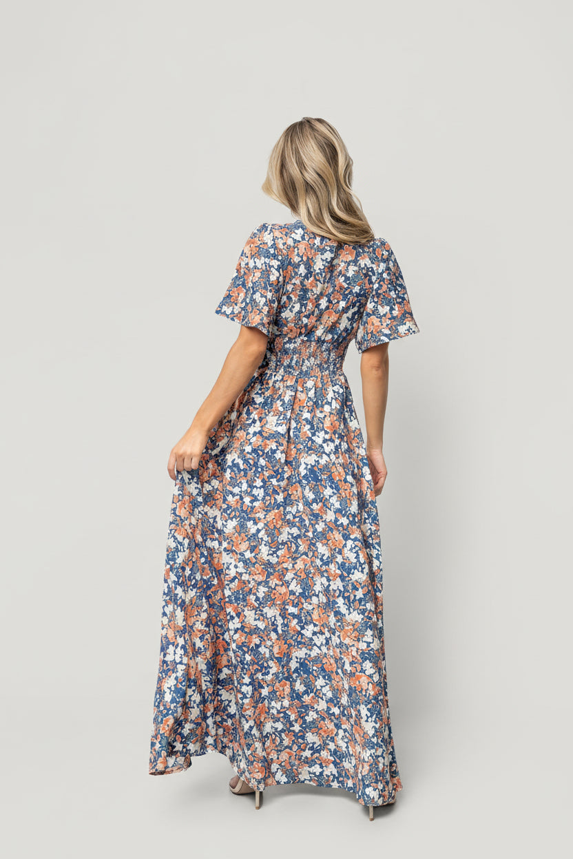 Verona Smocked Maxi Dress | Blue Floral - Image 3