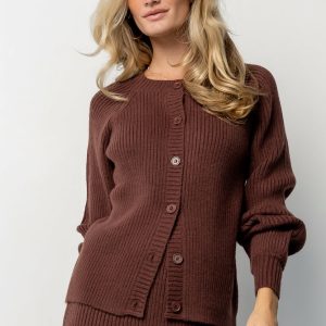 Blair Rib Knit Cardigan | Mahogany