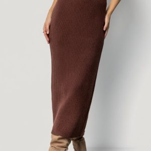 Blair Rib Knit Skirt | Mahogany