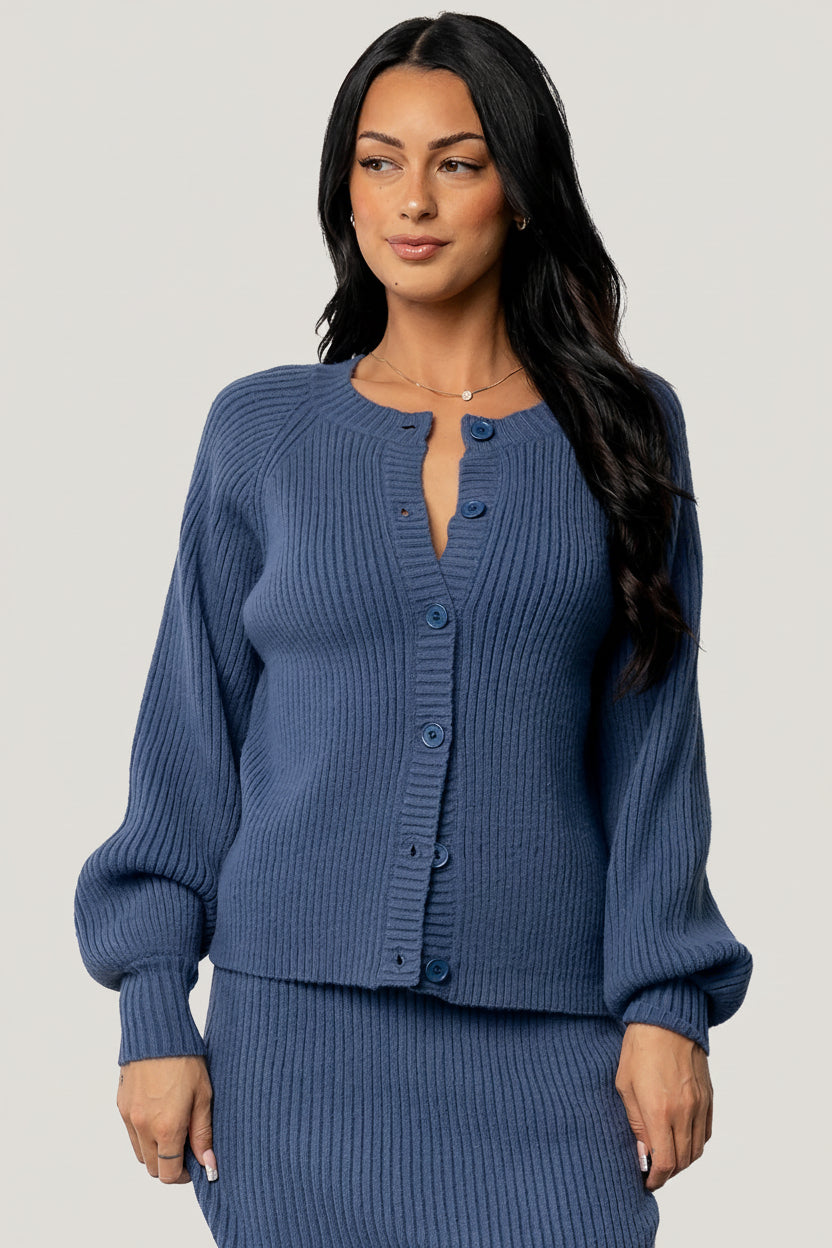 Blair Rib Knit Cardigan | Blue - Image 6