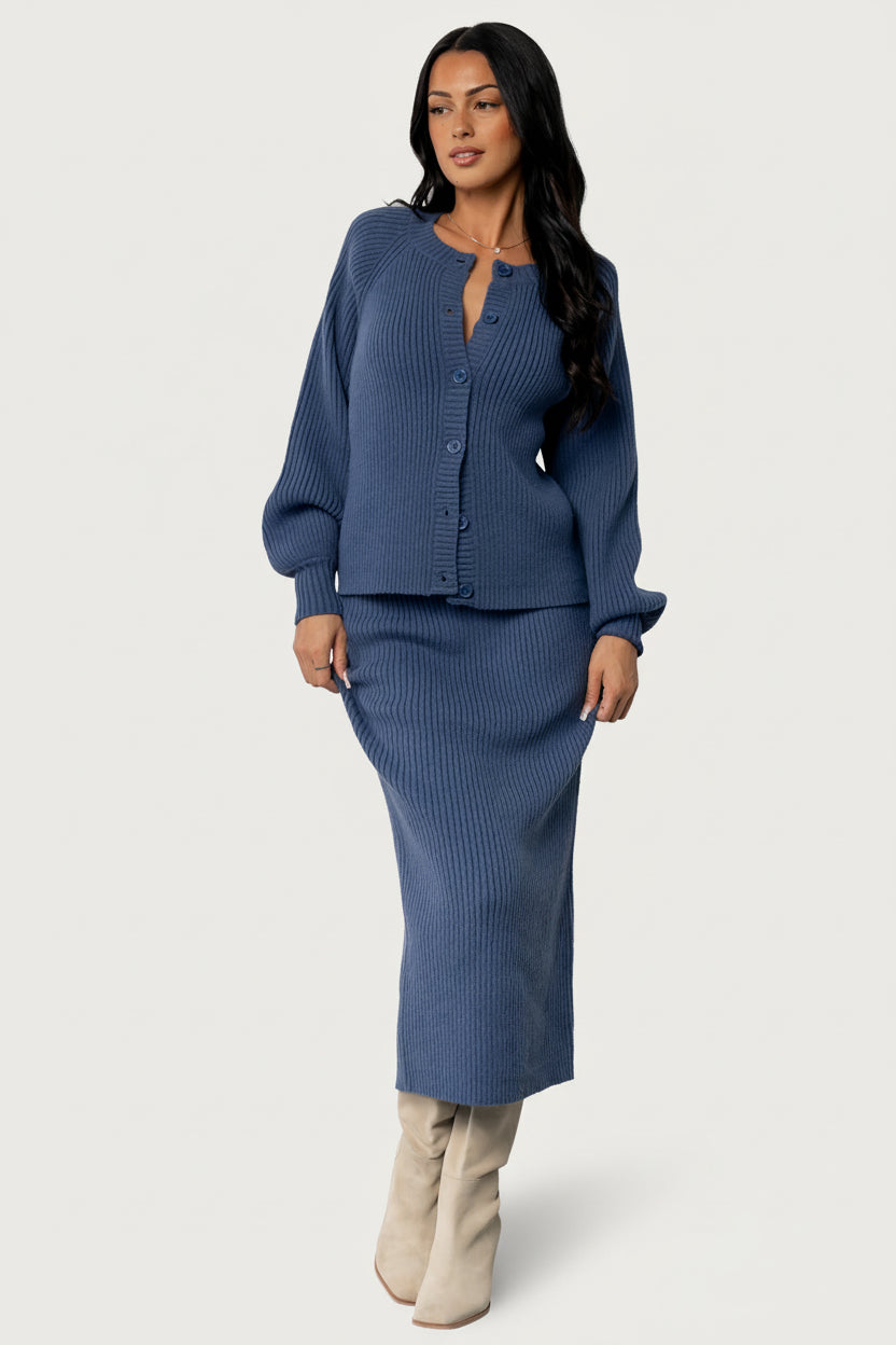 Blair Rib Knit Cardigan | Blue - Image 3