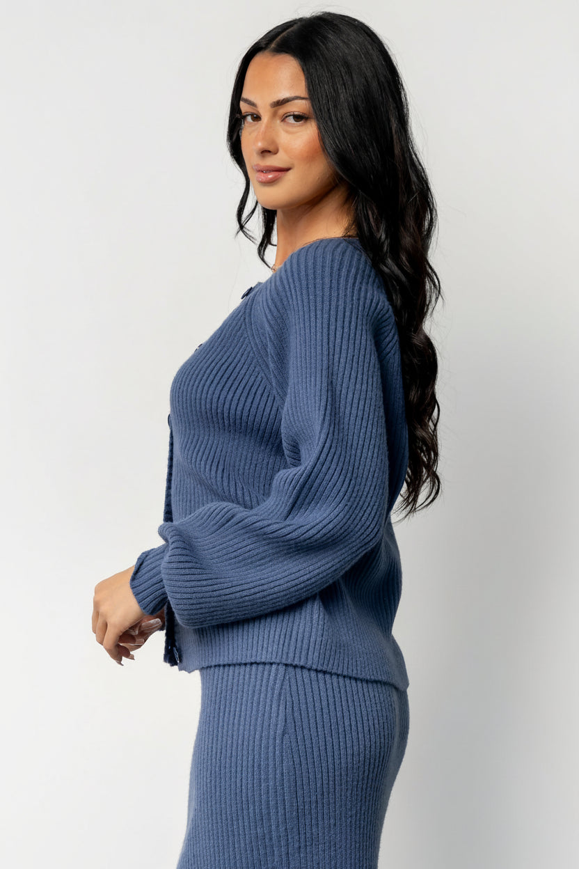 Blair Rib Knit Cardigan | Blue - Image 4