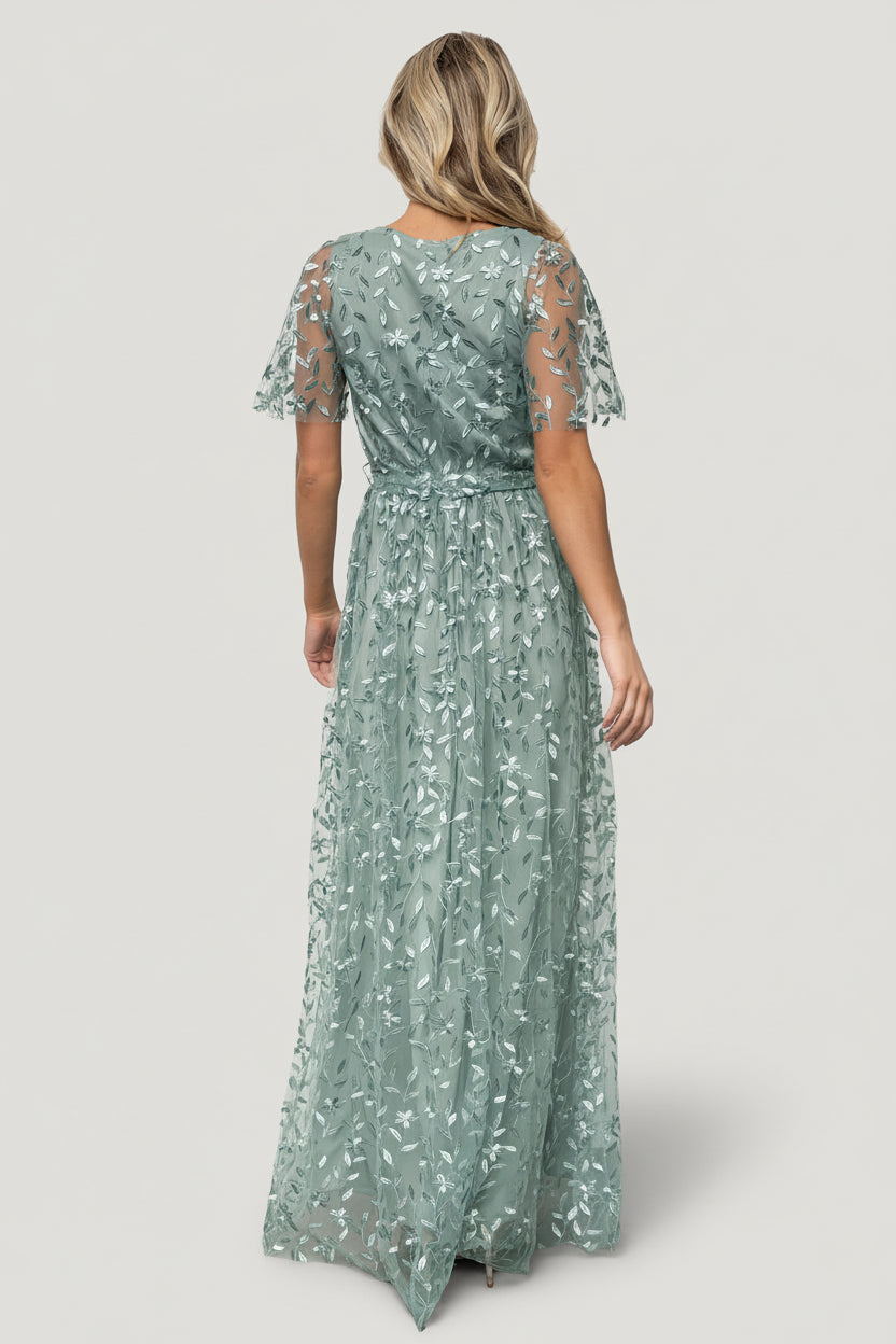 Marseille Embossed Maxi Dress | Eucalyptus - Image 3
