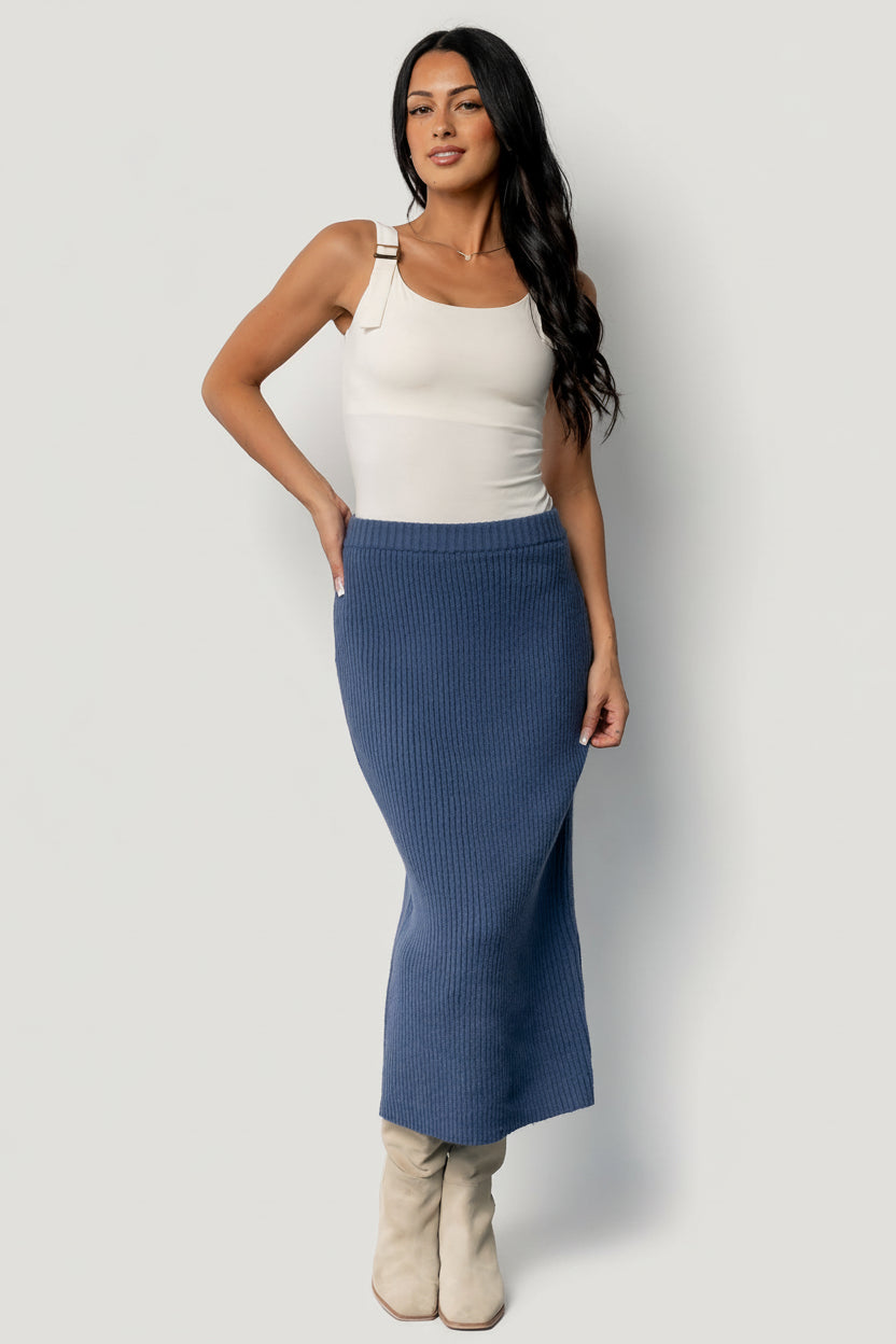 Blair Rib Knit Skirt | Blue - Image 3
