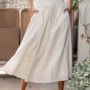 Katie Pleated Midi Skirt | Off White