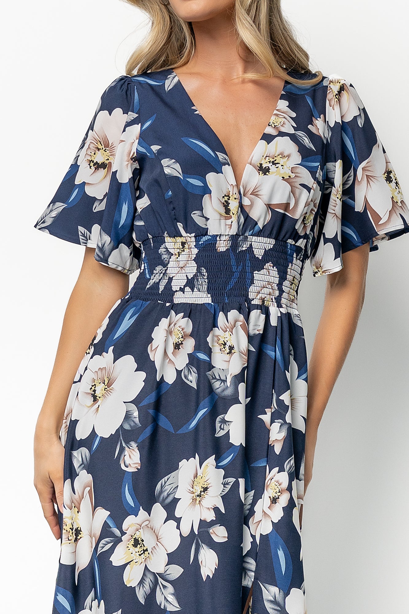 Verona Smocked Maxi Dress | Navy + White Floral - Image 4