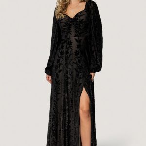 Aurora Velvet Maxi Dress | Black Floral