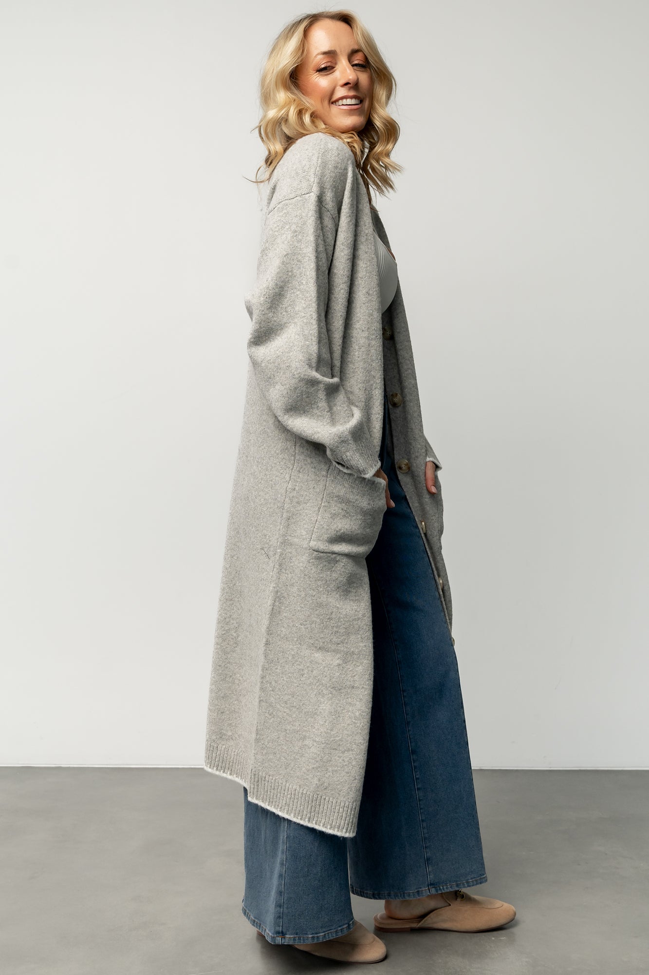 Senna Longline Cardigan | Light Gray - Image 7
