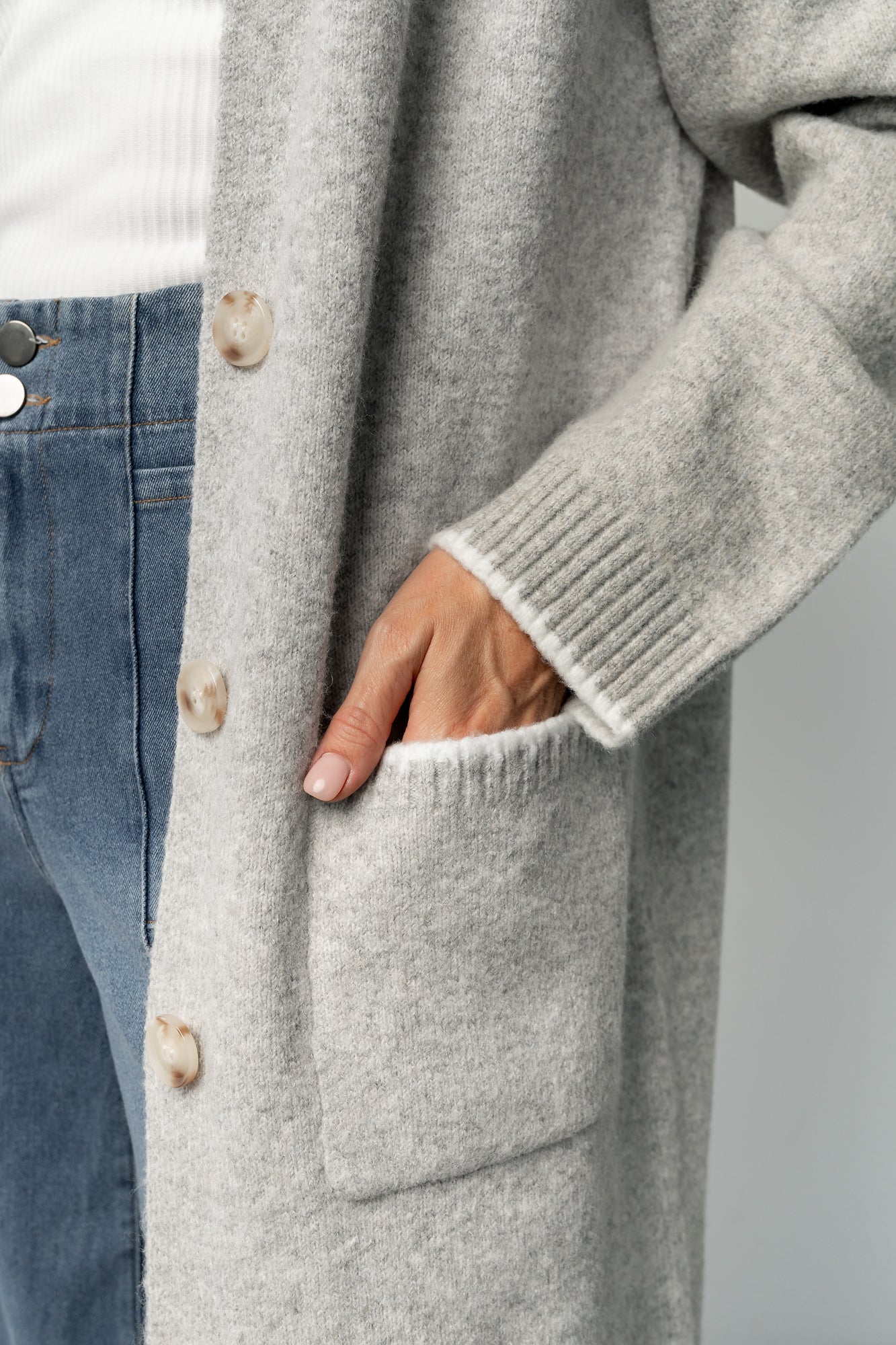 Senna Longline Cardigan | Light Gray - Image 5