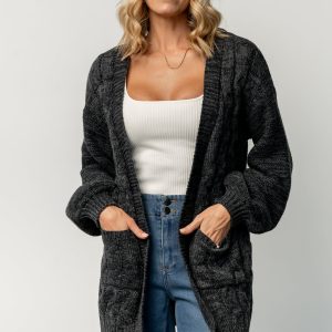 Spencer Chunky Knit Cardigan | Charcoal