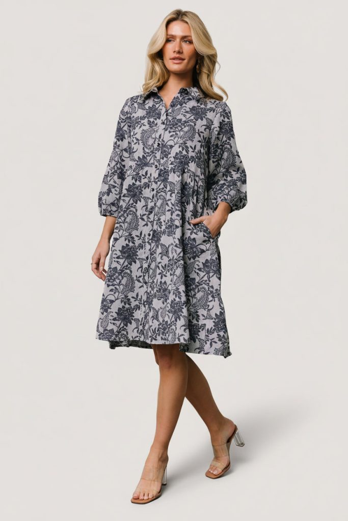 Dakota Babydoll Dress | Navy Print