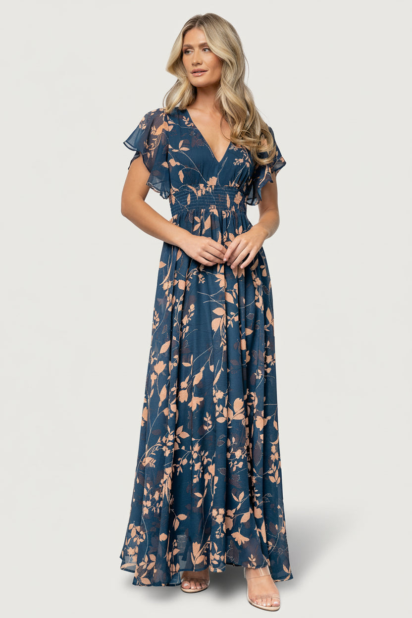 Lynlee Metallic Maxi Dress | Topaz
