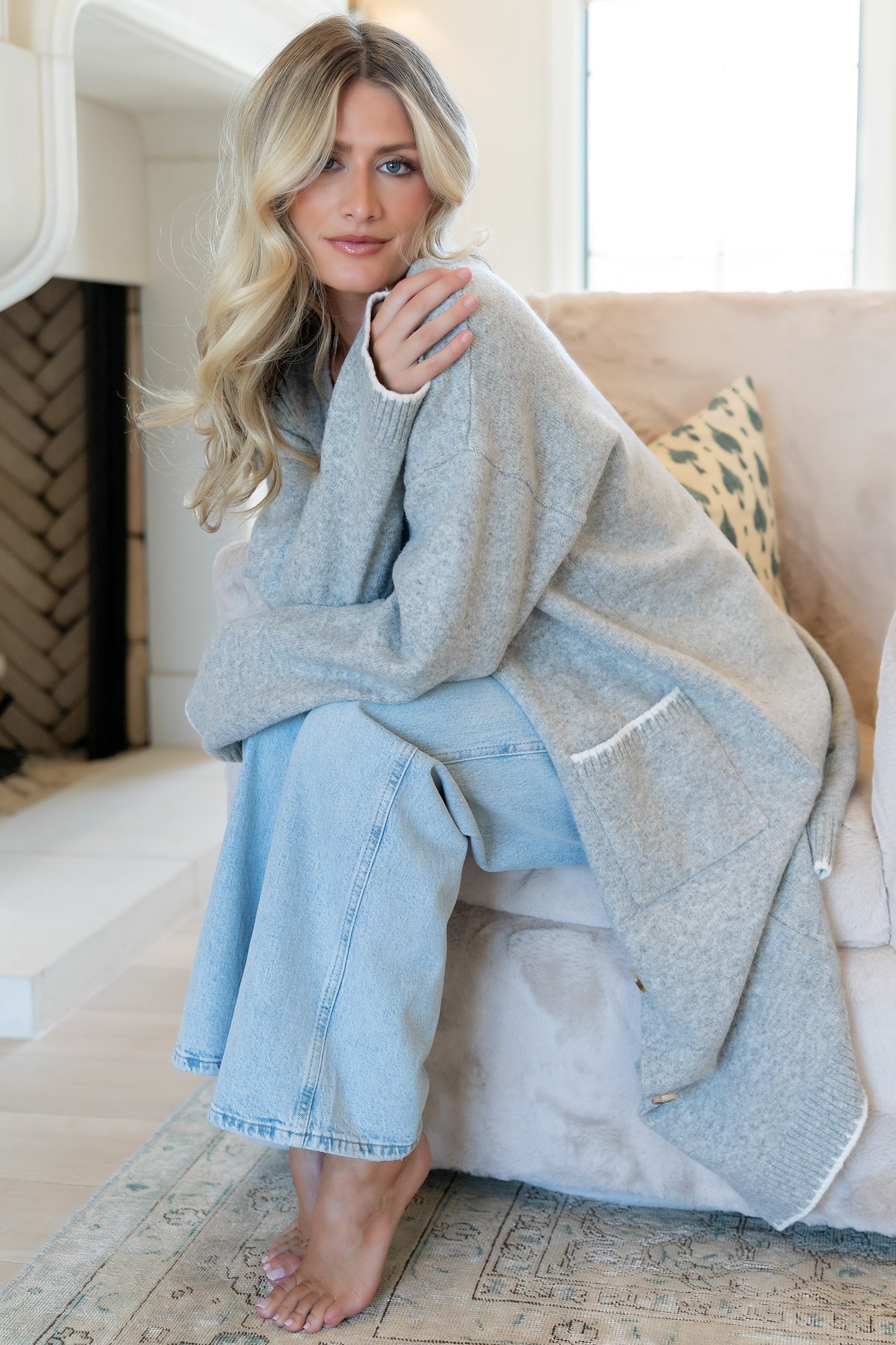 Senna Longline Cardigan | Light Gray - Image 3