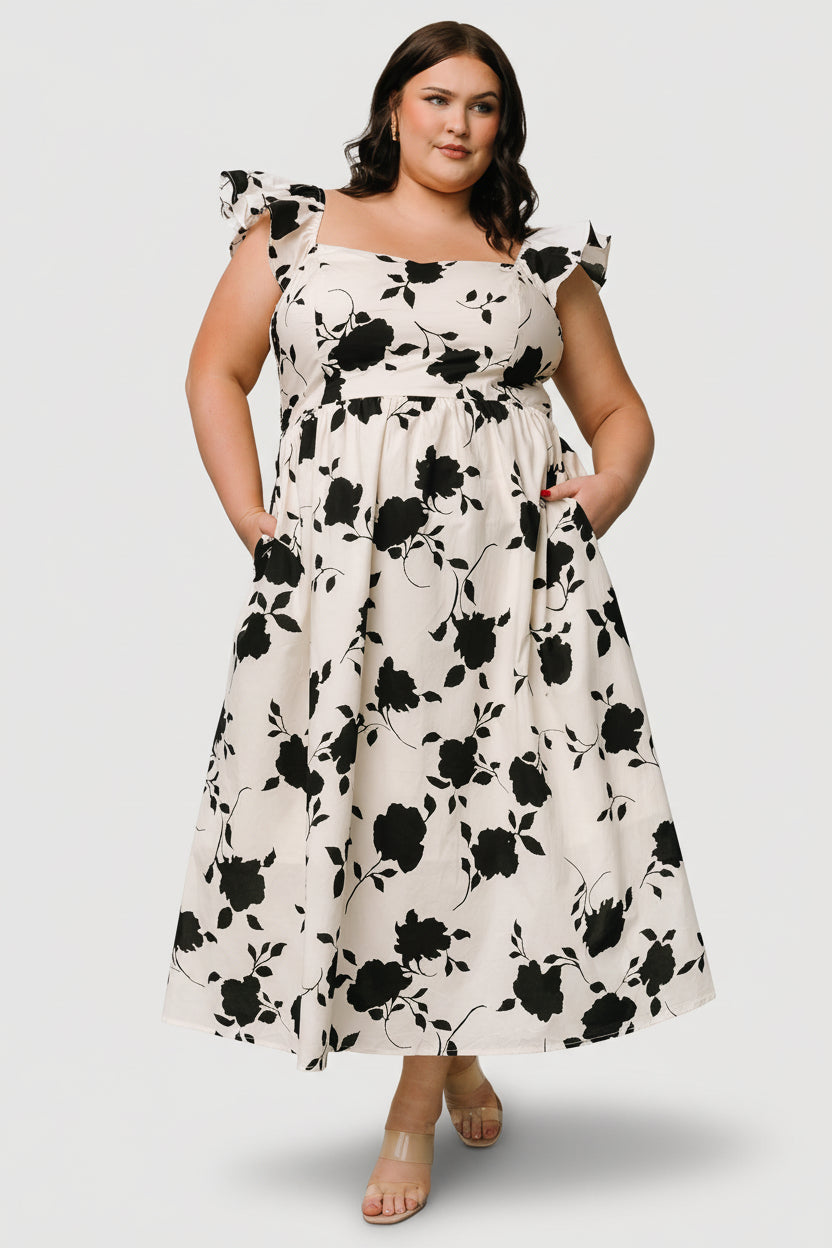Bridget Midi Dress | Ivory + Black Floral - Image 2