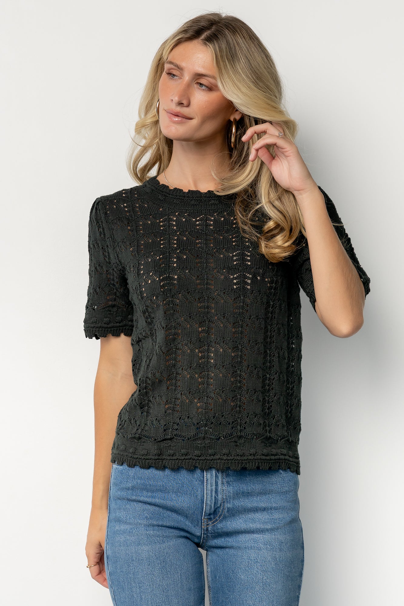 Serenity Knit Sweater Top | Dark Green - Image 3