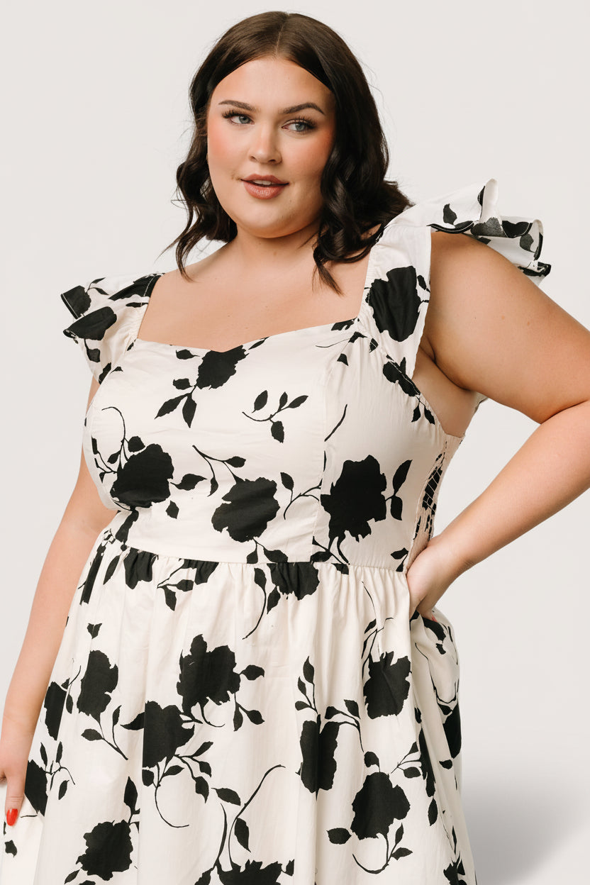 Bridget Midi Dress | Ivory + Black Floral - Image 6