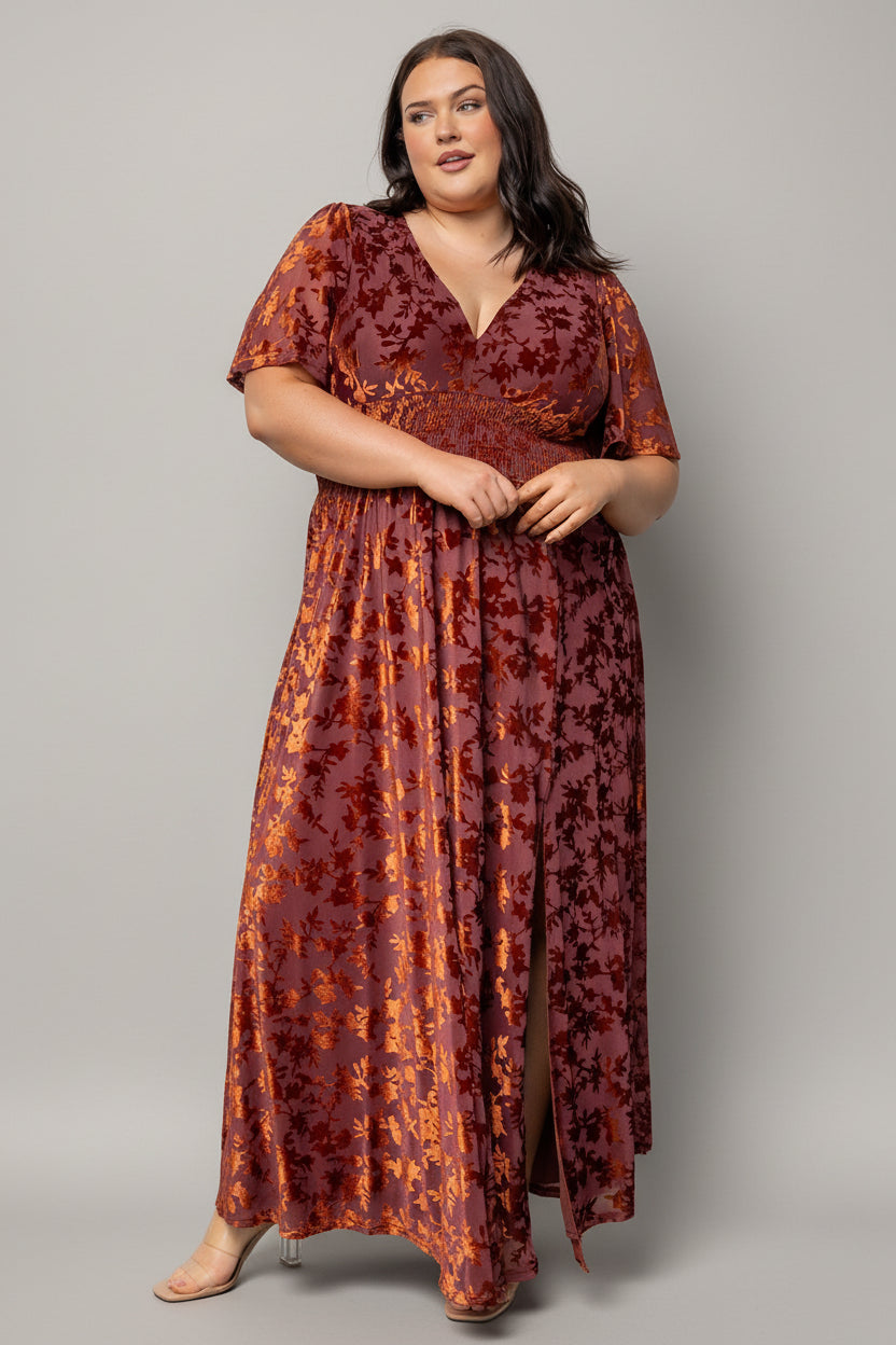 Veronica Velvet Maxi Dress | Rust - Image 2