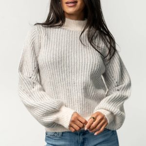 Vanessa Sweater | Natural + Blue Stripe