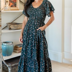 Jerah Smocked Dress | Deep Jade Floral