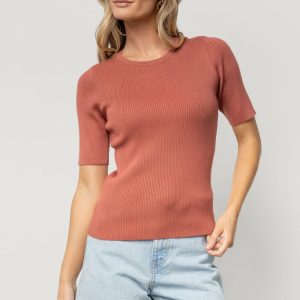 Chiara Ribbed Top | Brick