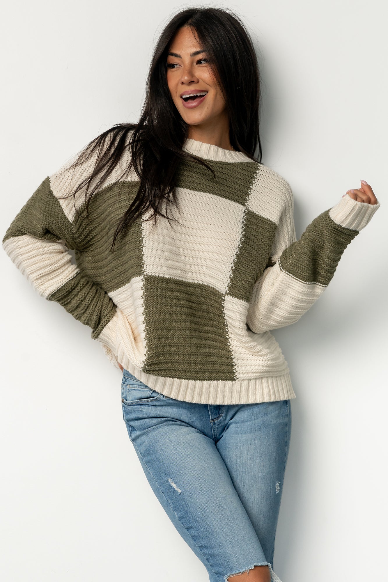 Jayda Sweater | Cream + Olive - Image 2