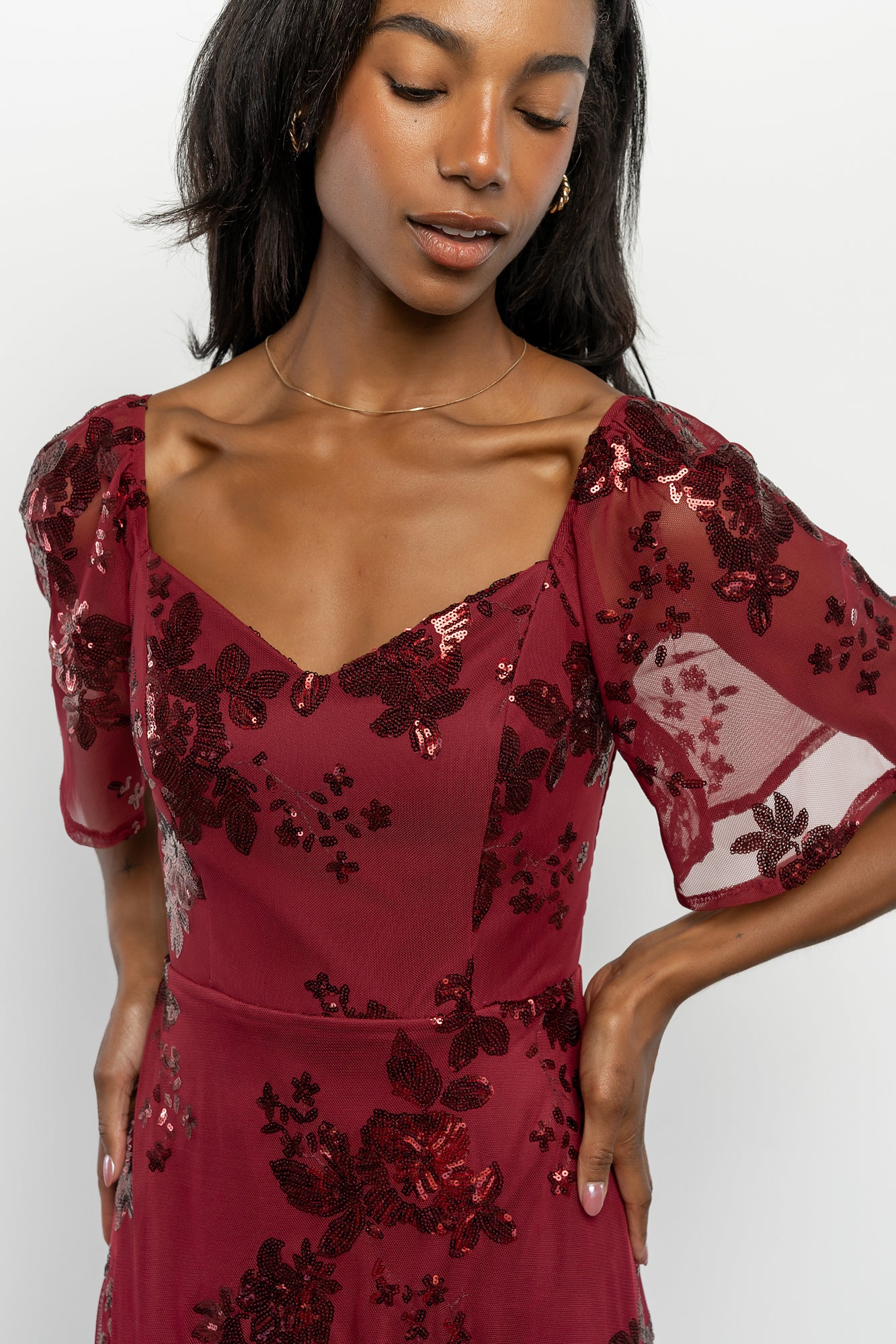 Karina Sequin Maxi Dress | Wine - Image 2