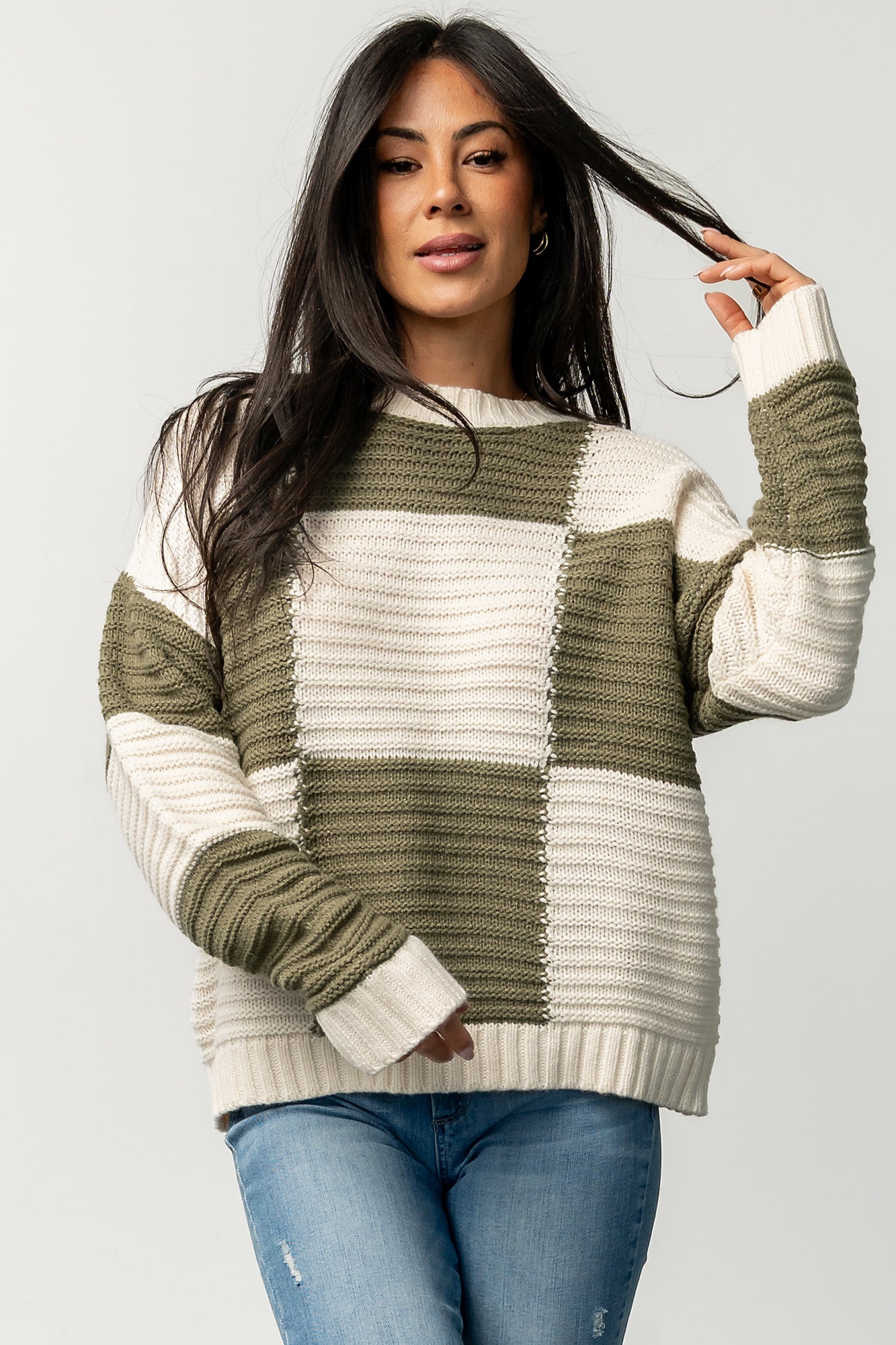 Jayda Sweater | Cream + Olive - Image 7