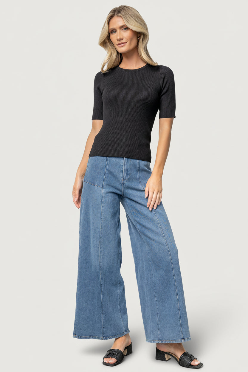 Chiara Ribbed Top | Black - Image 3