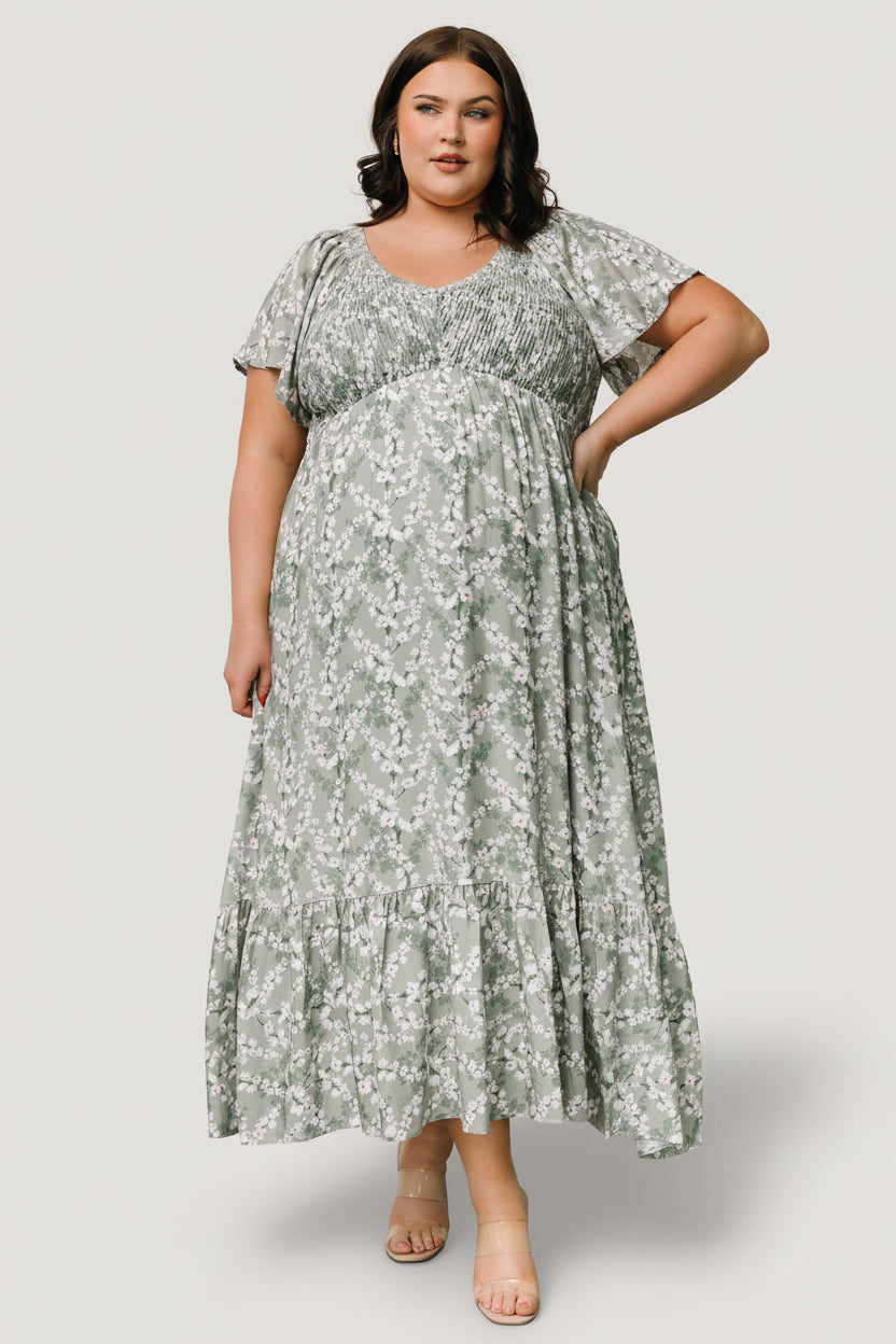Joanie Smocked Dress | Sage + Off White Floral - Image 2
