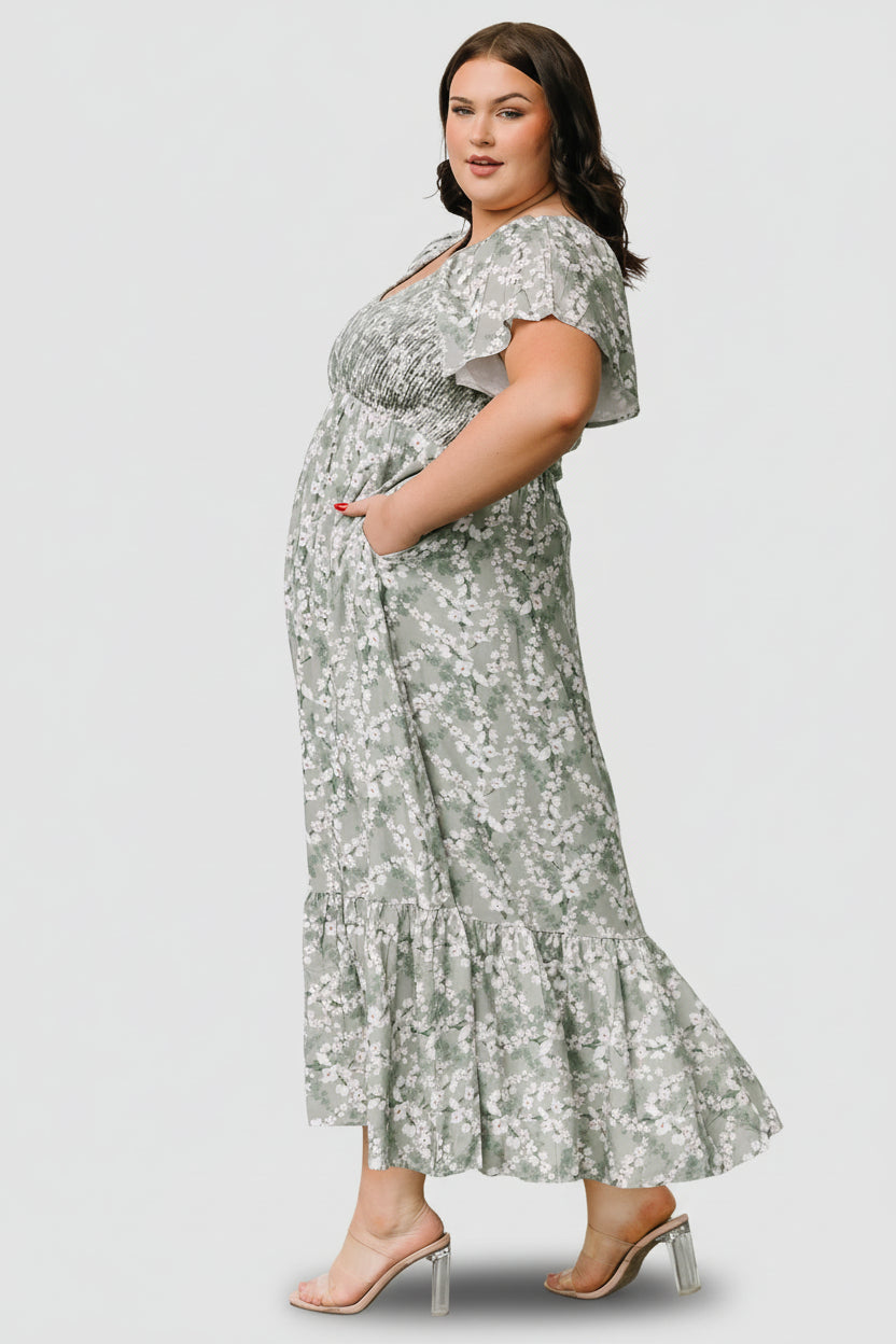 Joanie Smocked Dress | Sage + Off White Floral - Image 6