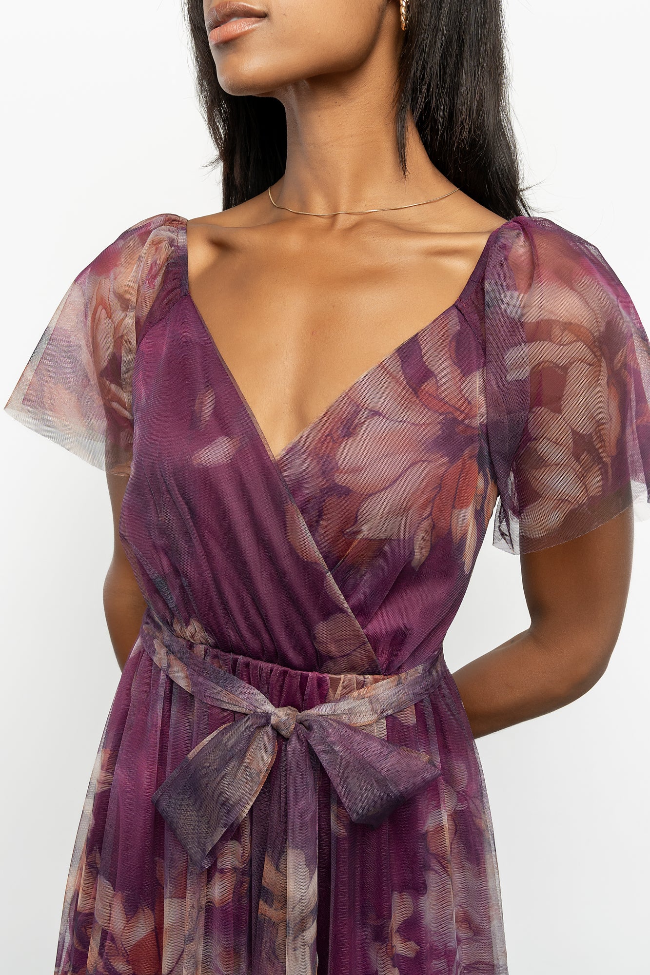 Nicola Tulle Maxi Dress | Aubergine Floral - Image 2