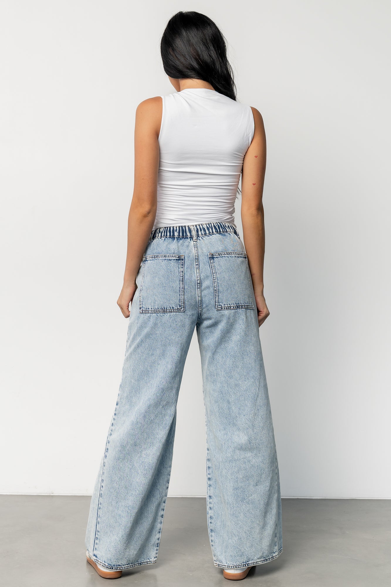 Skyler Drawstring Wide Leg Jeans | Light Wash - Image 5