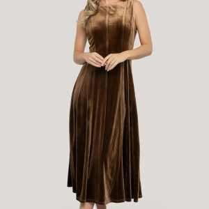 Annika Velvet Midi Dress | Bronze