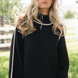 Harrington Sweater | Black + Cream