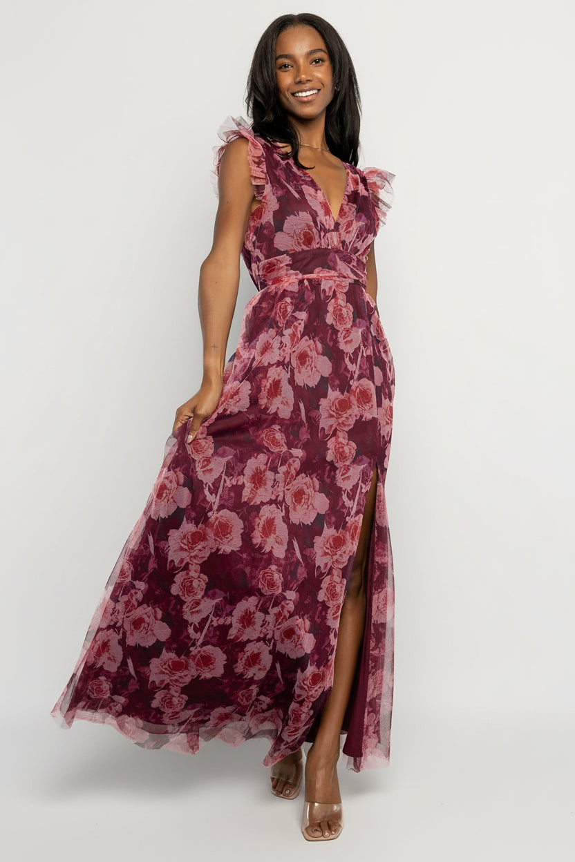 Adelyn Maxi Dress | Wine Floral - Image 2